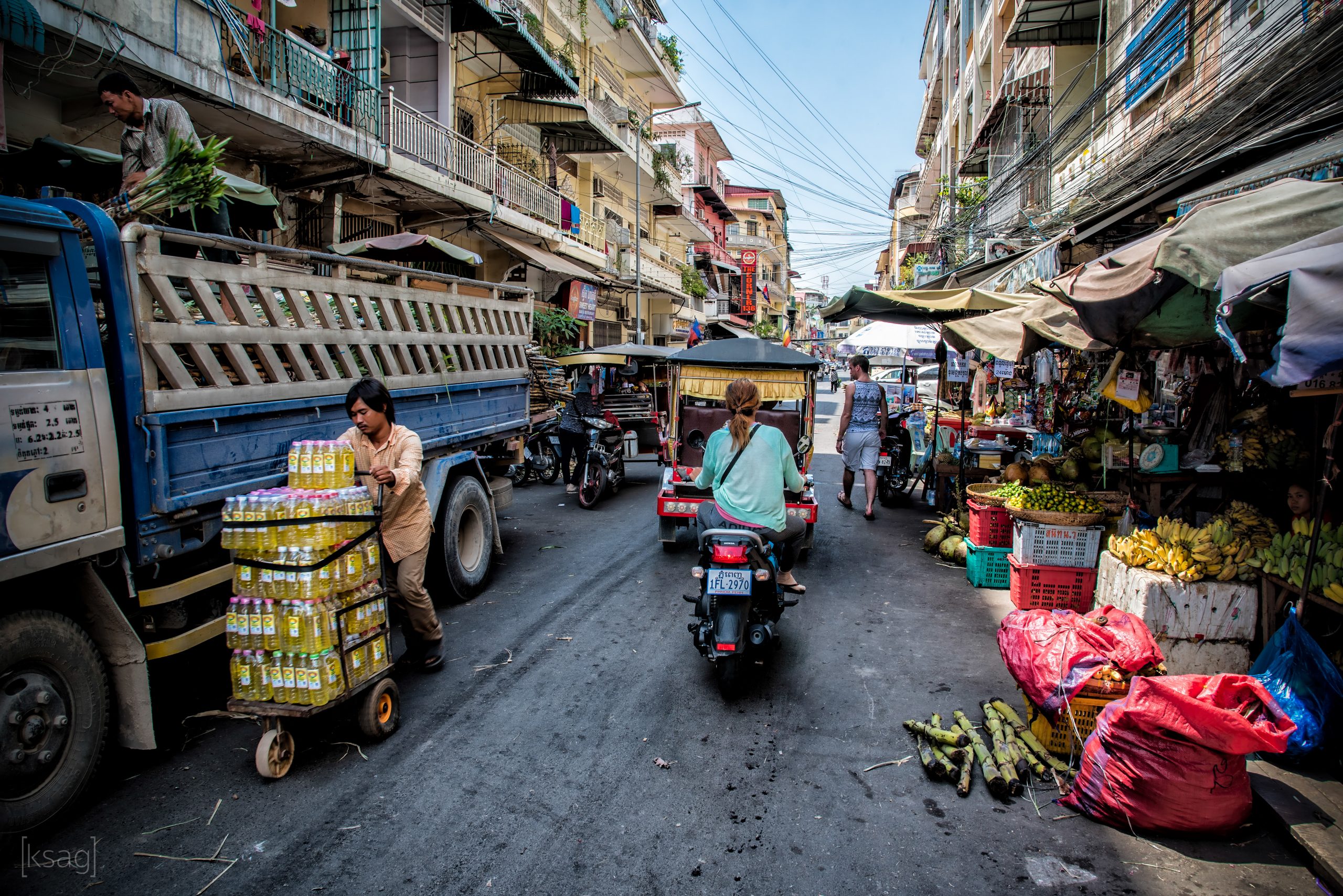 busy road in Phnom Penh, Cambodia